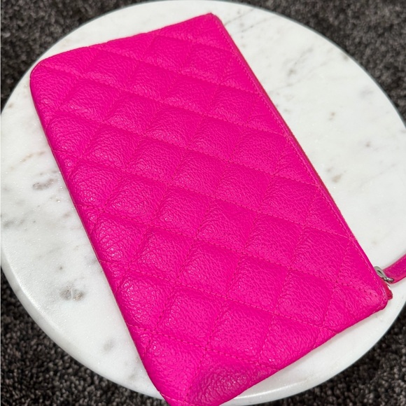 Chanel Pink Goatskin Quilted Cavier O-Case Pouch Wallet Bag - Picture 7 of 13